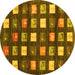 Round Abstract Yellow Contemporary Rug, con2827yw