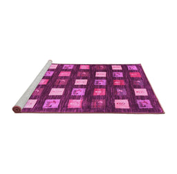 Sideview of Machine Washable Abstract Pink Contemporary Rug, wshcon2827pnk