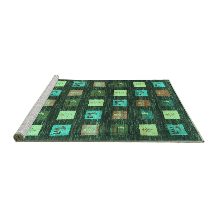 Sideview of Machine Washable Abstract Turquoise Contemporary Area Rugs, wshcon2827turq