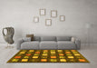 Machine Washable Abstract Yellow Contemporary Rug in a Living Room, wshcon2827yw