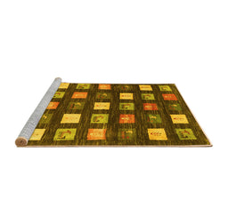Sideview of Machine Washable Abstract Yellow Contemporary Rug, wshcon2827yw