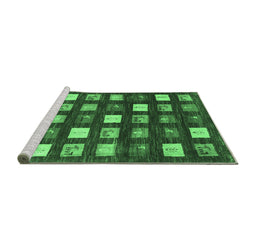 Sideview of Machine Washable Abstract Emerald Green Contemporary Area Rugs, wshcon2827emgrn