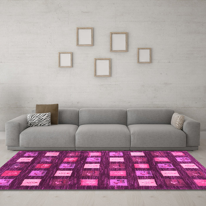 Machine Washable Abstract Pink Contemporary Rug in a Living Room, wshcon2827pnk