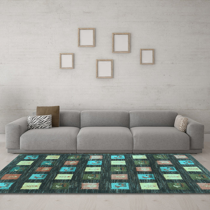 Machine Washable Abstract Light Blue Contemporary Rug in a Living Room, wshcon2827lblu