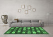 Machine Washable Abstract Emerald Green Contemporary Area Rugs in a Living Room,, wshcon2827emgrn