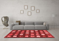 Machine Washable Abstract Red Contemporary Rug, wshcon2827red