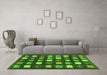 Machine Washable Abstract Green Contemporary Area Rugs in a Living Room,, wshcon2827grn