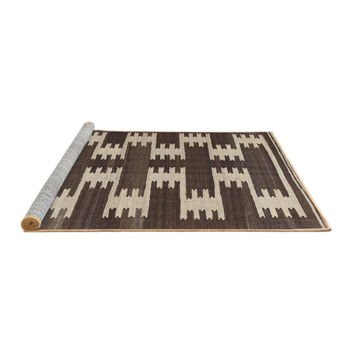 Serging Thickness of Machine Washable Contemporary Bakers Brown Rug, wshcon2828