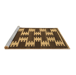 Sideview of Machine Washable Abstract Brown Contemporary Rug, wshcon2828brn