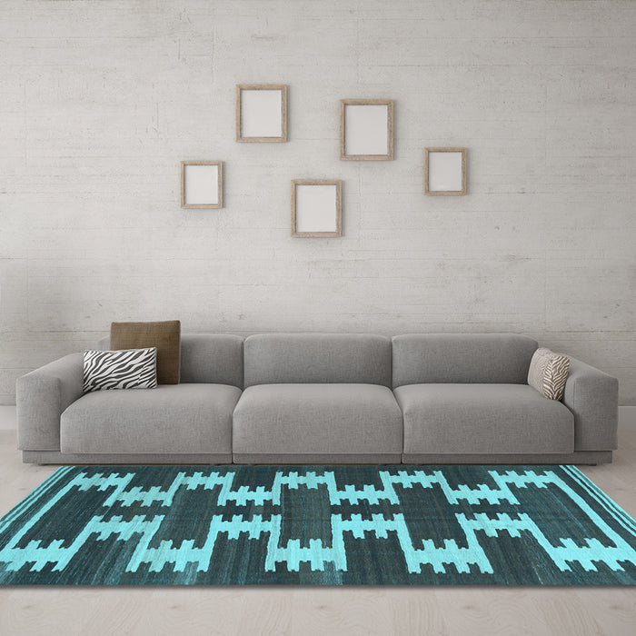 Machine Washable Abstract Light Blue Contemporary Rug in a Living Room, wshcon2828lblu