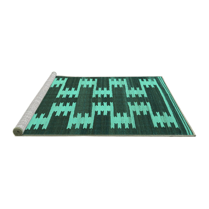 Sideview of Machine Washable Abstract Turquoise Contemporary Area Rugs, wshcon2828turq