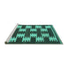 Sideview of Machine Washable Abstract Turquoise Contemporary Area Rugs, wshcon2828turq