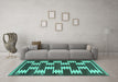 Machine Washable Abstract Turquoise Contemporary Area Rugs in a Living Room,, wshcon2828turq