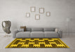 Machine Washable Abstract Yellow Contemporary Rug in a Living Room, wshcon2828yw