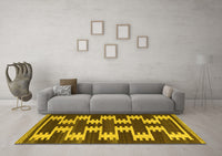 Machine Washable Abstract Yellow Contemporary Rug, wshcon2828yw