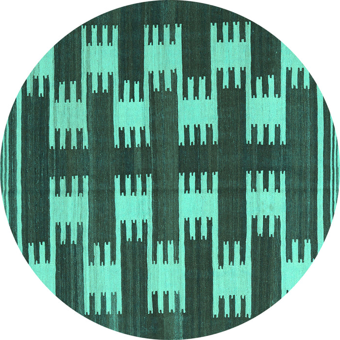 Round Abstract Turquoise Contemporary Rug, con2828turq