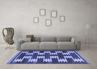 Machine Washable Abstract Blue Contemporary Rug, wshcon2828blu