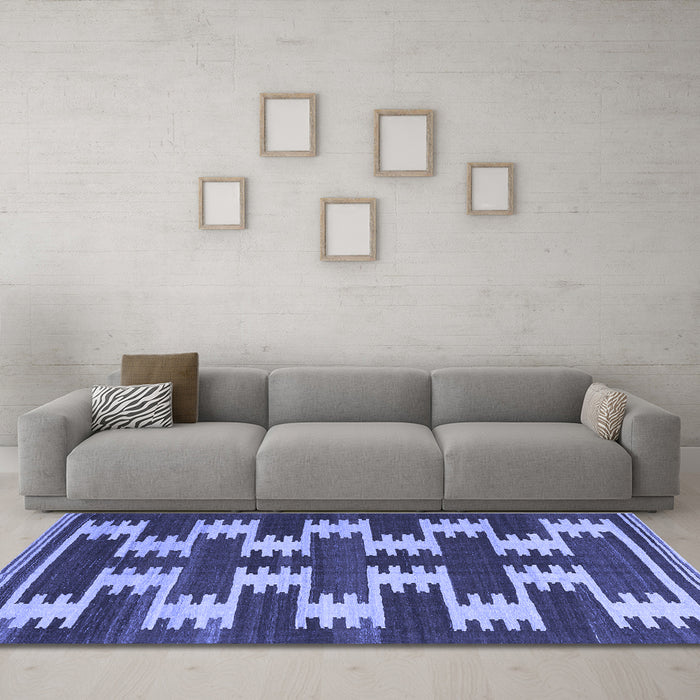 Machine Washable Abstract Blue Contemporary Rug in a Living Room, wshcon2828blu