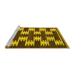 Sideview of Machine Washable Abstract Yellow Contemporary Rug, wshcon2828yw
