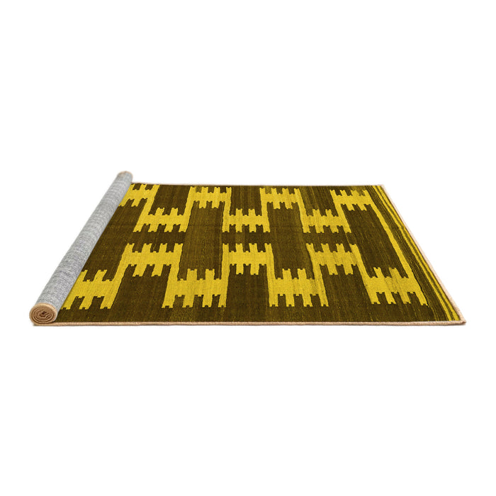 Sideview of Machine Washable Abstract Yellow Contemporary Rug, wshcon2828yw