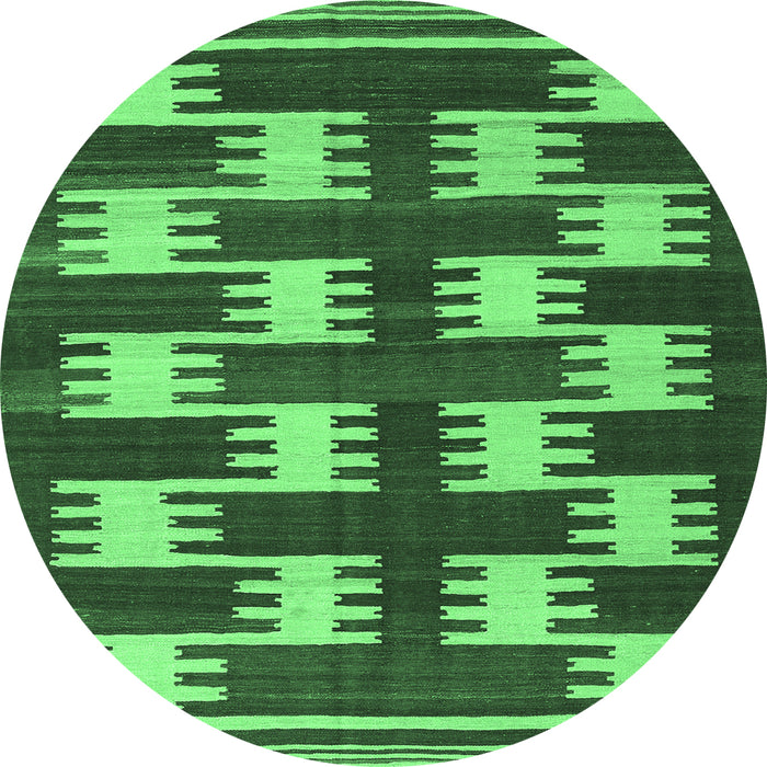 Round Abstract Emerald Green Contemporary Rug, con2828emgrn