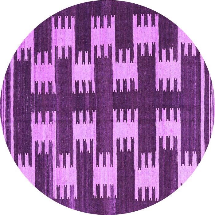 Round Abstract Purple Contemporary Rug, con2828pur