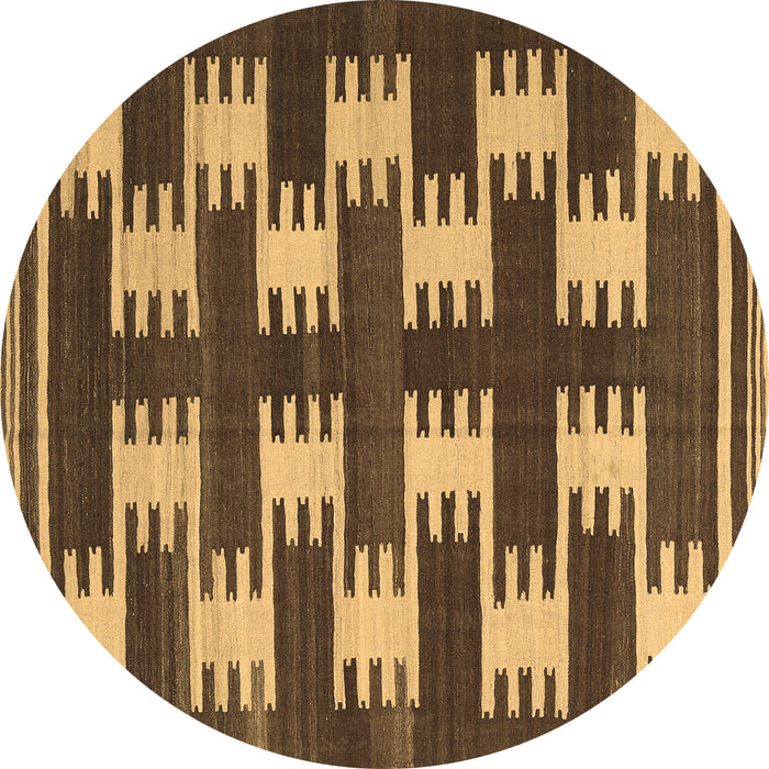 Round Abstract Brown Contemporary Rug, con2828brn