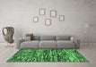 Machine Washable Southwestern Emerald Green Country Area Rugs in a Living Room,, wshcon2829emgrn