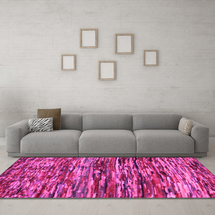 Machine Washable Southwestern Pink Country Rug in a Living Room, wshcon2829pnk