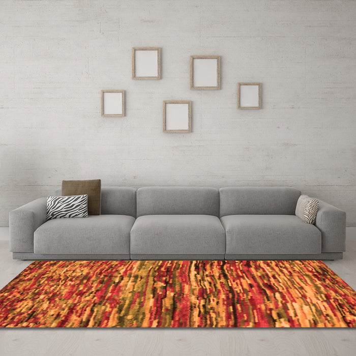 Machine Washable Southwestern Orange Country Area Rugs in a Living Room, wshcon2829org