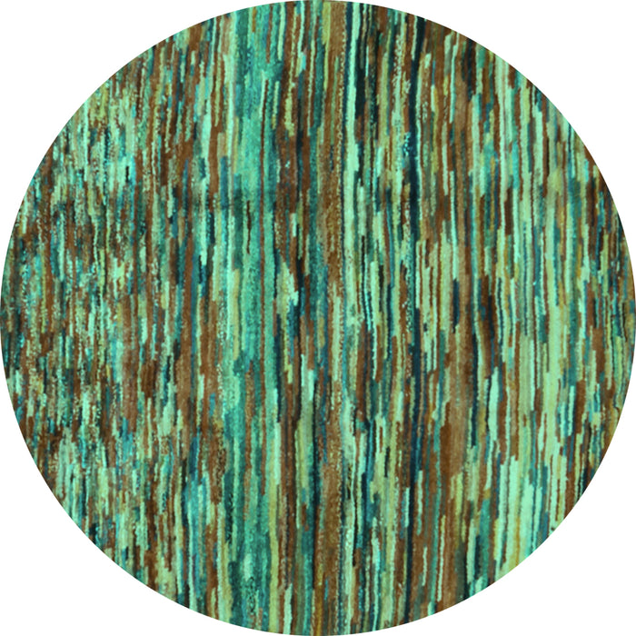 Round Machine Washable Southwestern Turquoise Country Area Rugs, wshcon2829turq