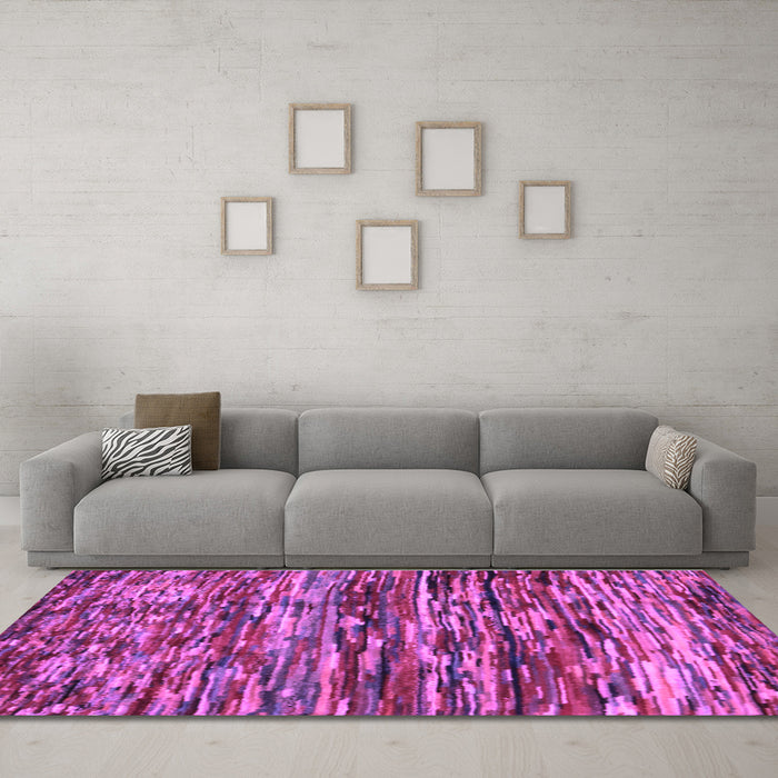 Machine Washable Southwestern Purple Country Area Rugs in a Living Room, wshcon2829pur