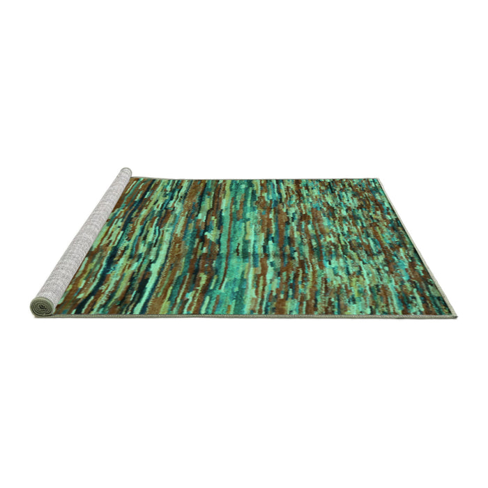 Sideview of Machine Washable Southwestern Turquoise Country Area Rugs, wshcon2829turq