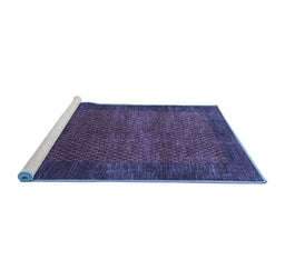 Sideview of Machine Washable Abstract Blue Contemporary Rug, wshcon282blu