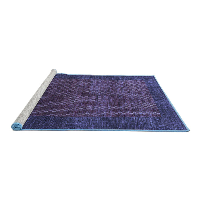 Sideview of Machine Washable Abstract Blue Contemporary Rug, wshcon282blu