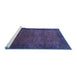 Sideview of Machine Washable Abstract Blue Contemporary Rug, wshcon282blu