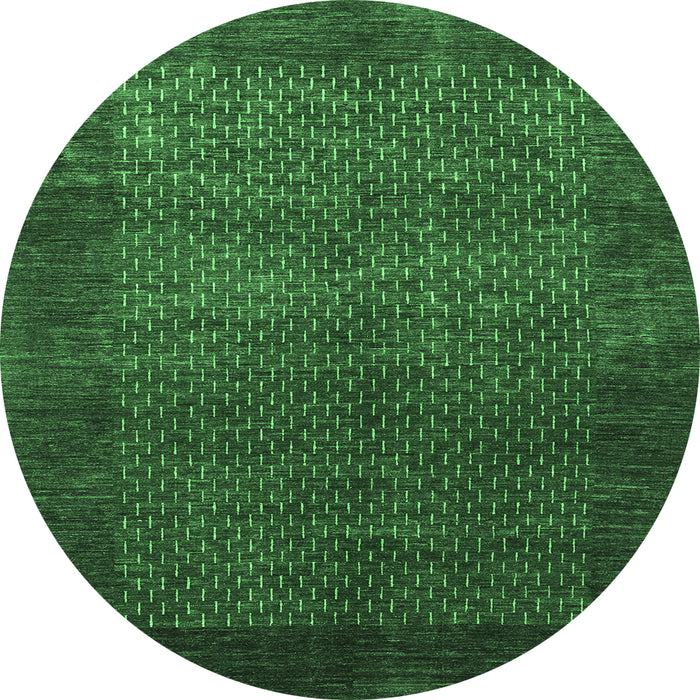 Round Abstract Emerald Green Contemporary Rug, con282emgrn