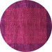 Round Machine Washable Abstract Pink Contemporary Rug, wshcon282pnk