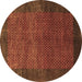 Round Abstract Brown Contemporary Rug, con282brn