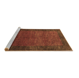 Sideview of Machine Washable Abstract Brown Contemporary Rug, wshcon282brn