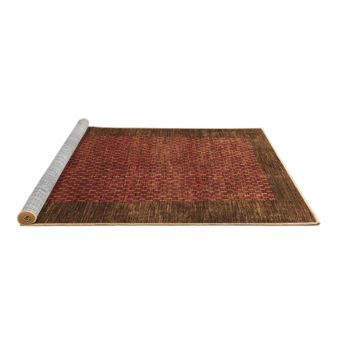 Sideview of Machine Washable Abstract Brown Contemporary Rug, wshcon282brn