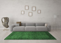Machine Washable Abstract Emerald Green Contemporary Rug, wshcon282emgrn