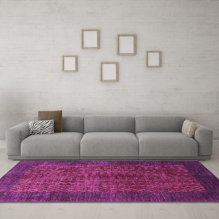 Machine Washable Abstract Purple Contemporary Area Rugs in a Living Room, wshcon282pur