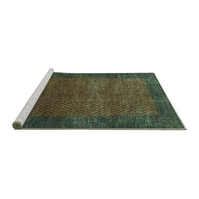 Sideview of Machine Washable Abstract Turquoise Contemporary Area Rugs, wshcon282turq