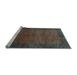 Sideview of Machine Washable Abstract Light Blue Contemporary Rug, wshcon282lblu