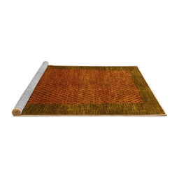 Sideview of Machine Washable Abstract Yellow Contemporary Rug, wshcon282yw