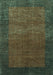 Machine Washable Abstract Turquoise Contemporary Area Rugs, wshcon282turq