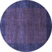 Round Abstract Blue Contemporary Rug, con282blu