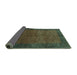 Sideview of Abstract Turquoise Contemporary Rug, con282turq