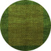 Square Abstract Green Contemporary Rug, con282grn